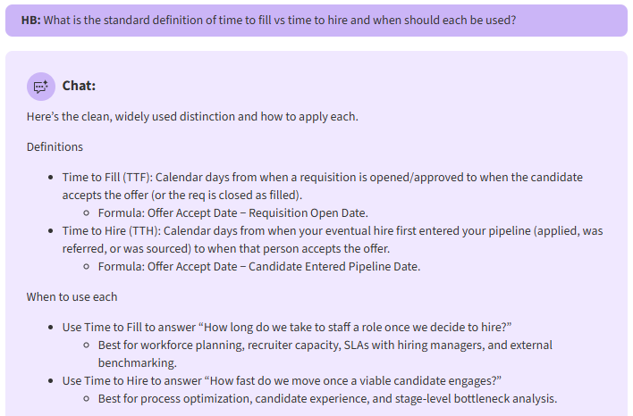 Chat time to fill vs. time to hire