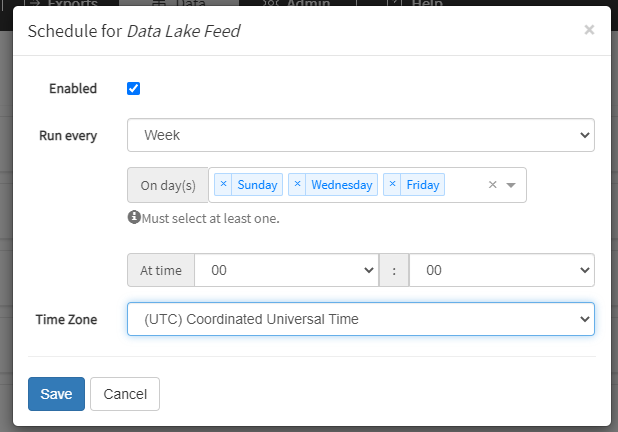 schedule data lake feed in SuccessFactors